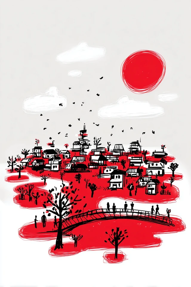 Bold Red and White Digital Art Series - Image 2