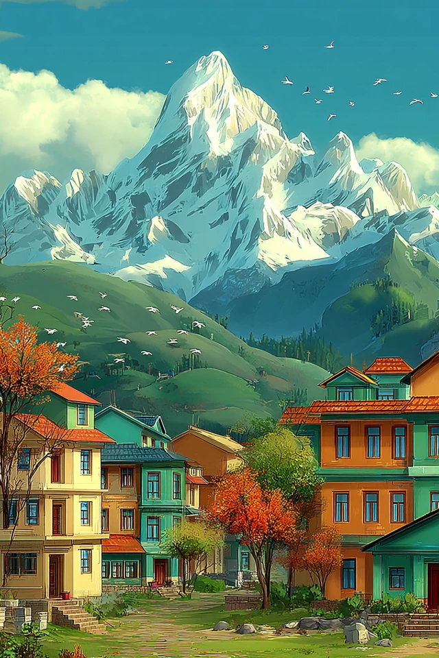 Vibrant Echoes of a Mountain Village - Image 2