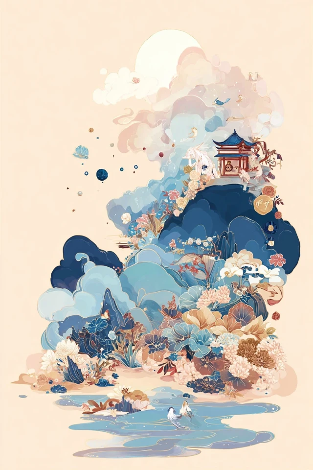 Ethereal Blue Floral Dreamscapes - Image 2