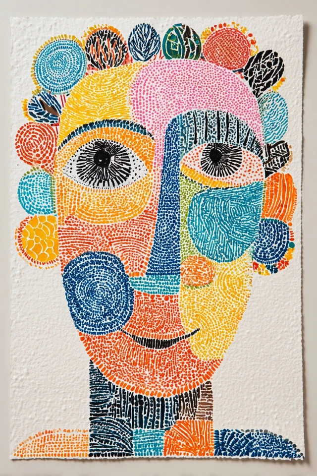 Chromatic Pointillist Portrait - Image 1