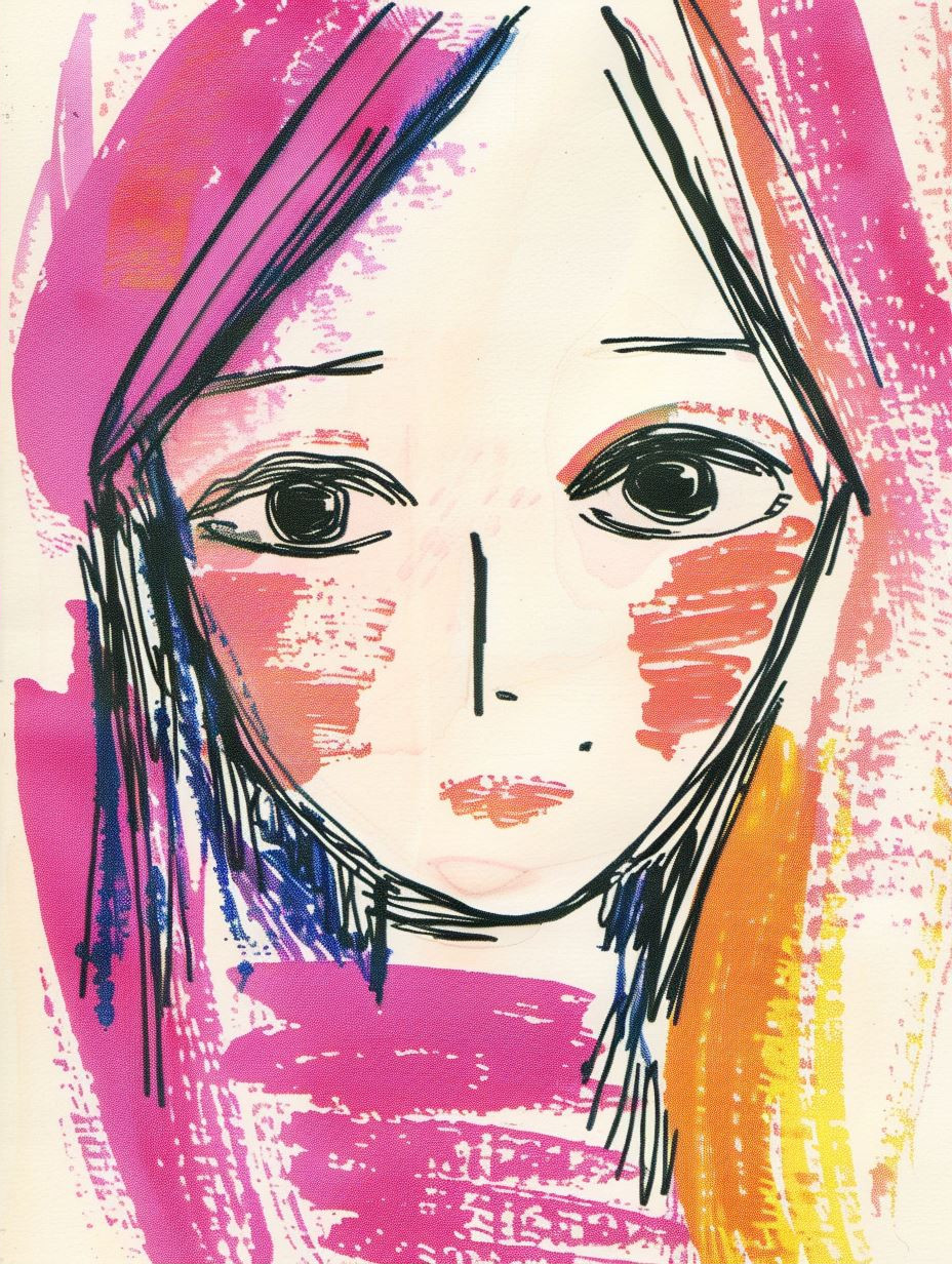 Neon Pastel Mixed Media Portrait - Image 2
