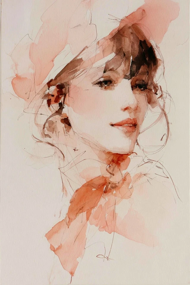 Blushing Watercolor Muse - Image 1