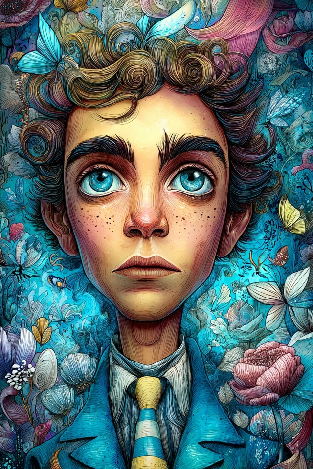Whimsical Dreamer Portrait - Image 1