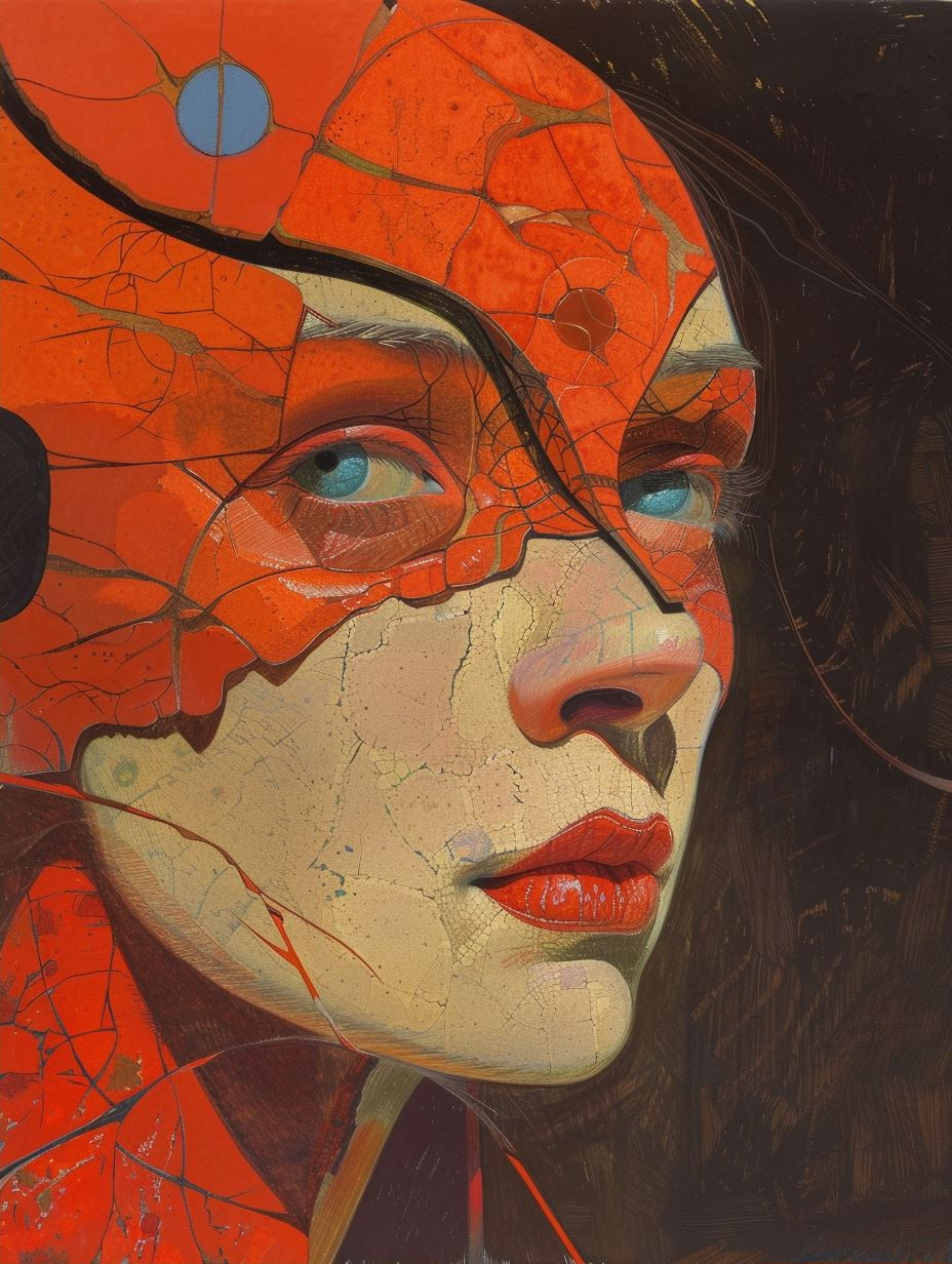 Abstract Crimson Portrait Studies - Image 2