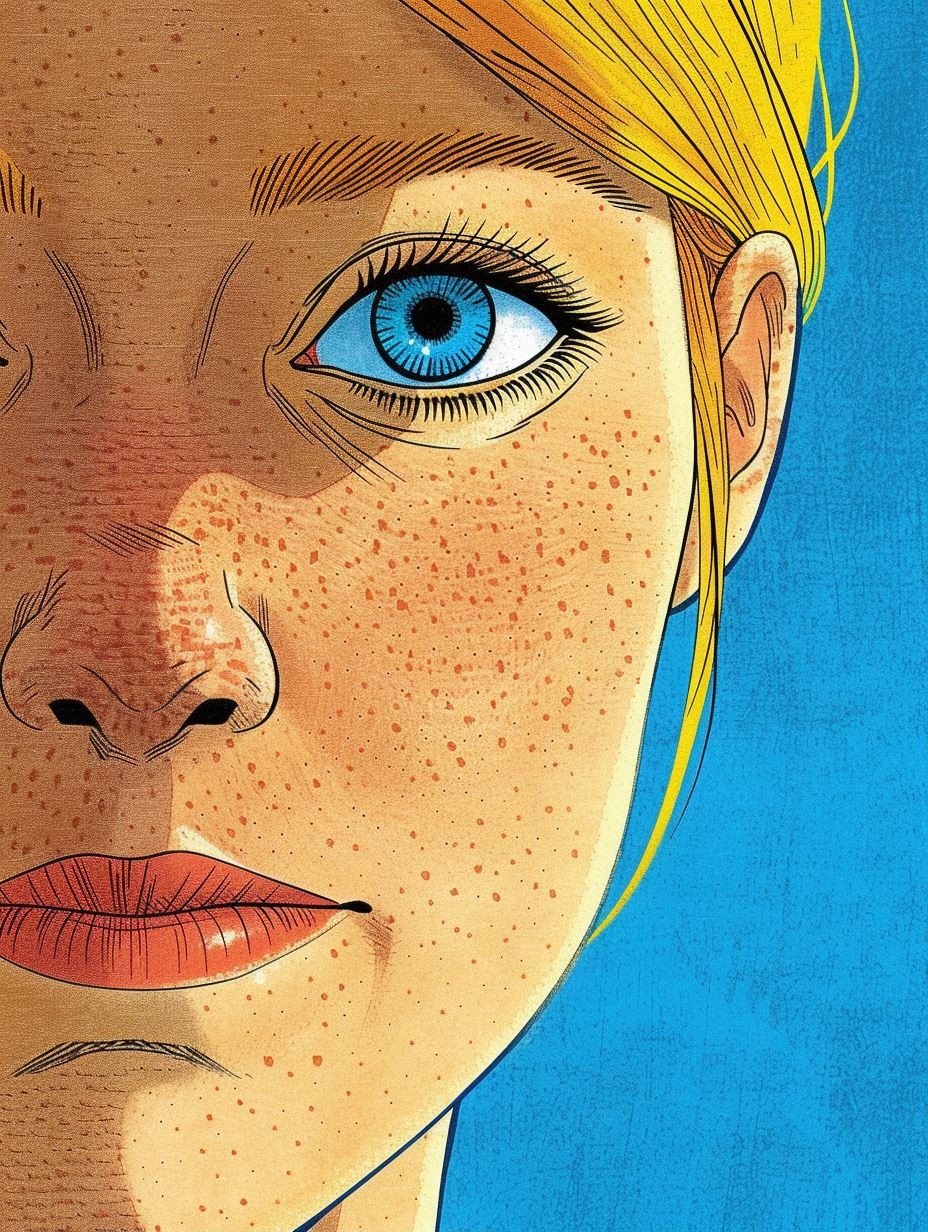 Sun-Kissed Freckled Comic Portrait - Image 1