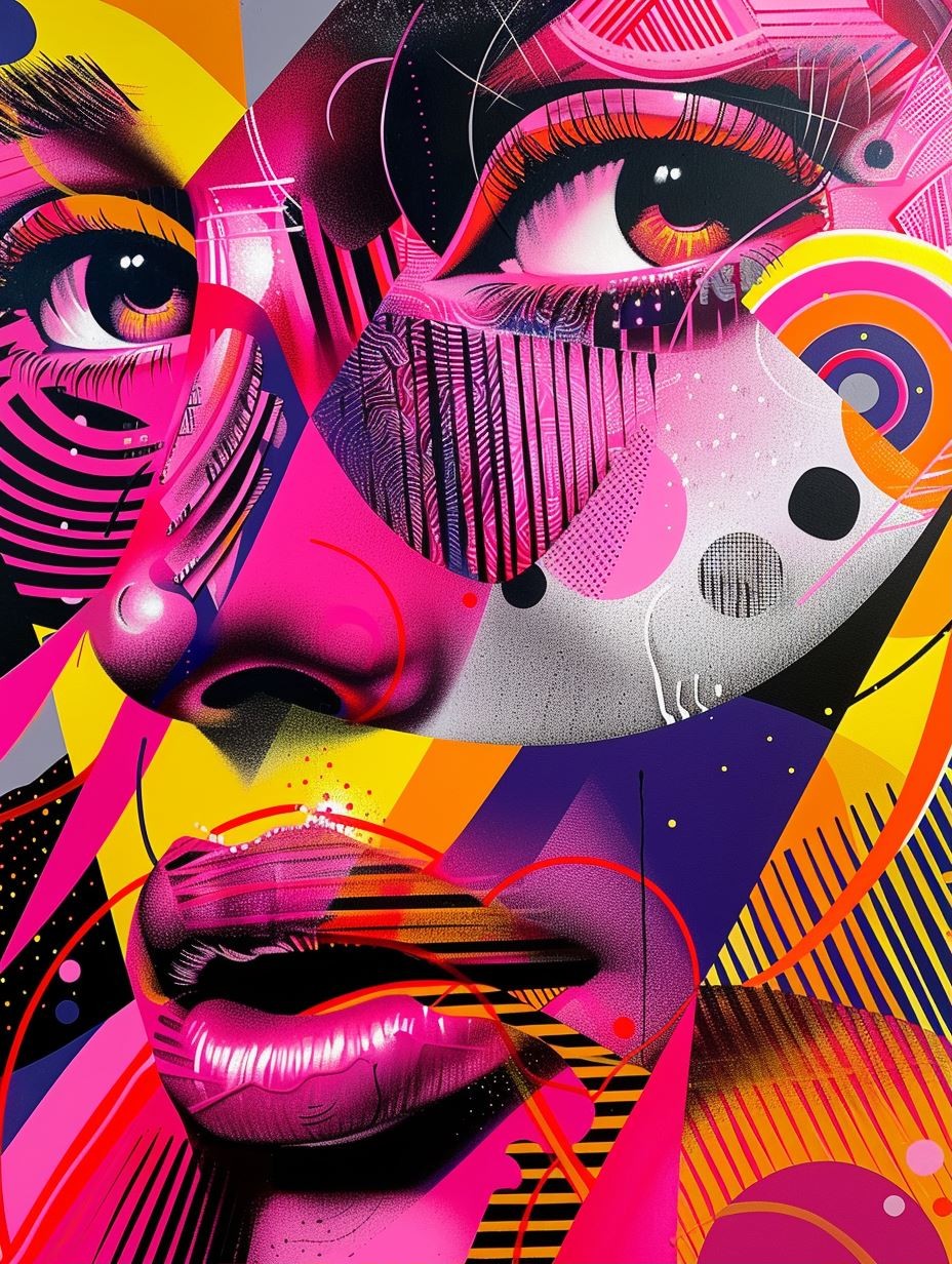 Neon Geometric Portrait Fusion