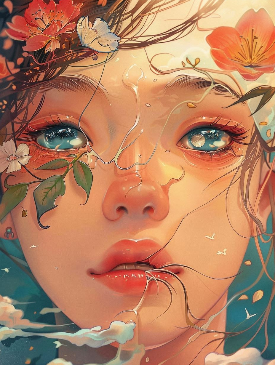Ethereal Blooms: A Digital Portrait Study - Image 3
