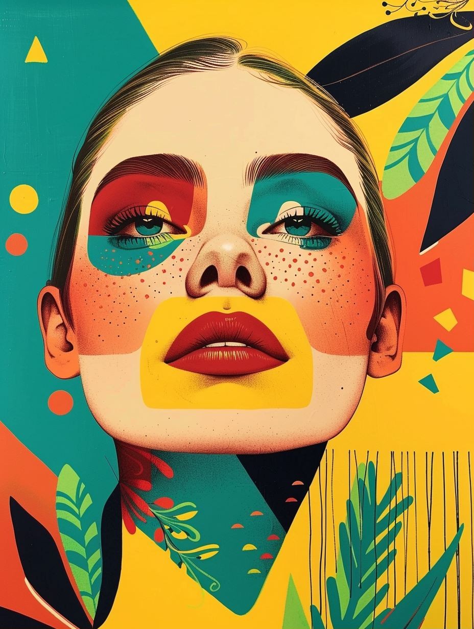 Chromatic Visions: Abstract Female Portraits - Image 1