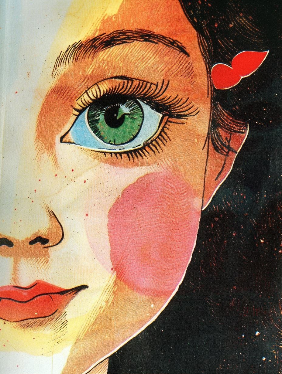 Vintage Pop Art Female Portrait Collage - Image 1