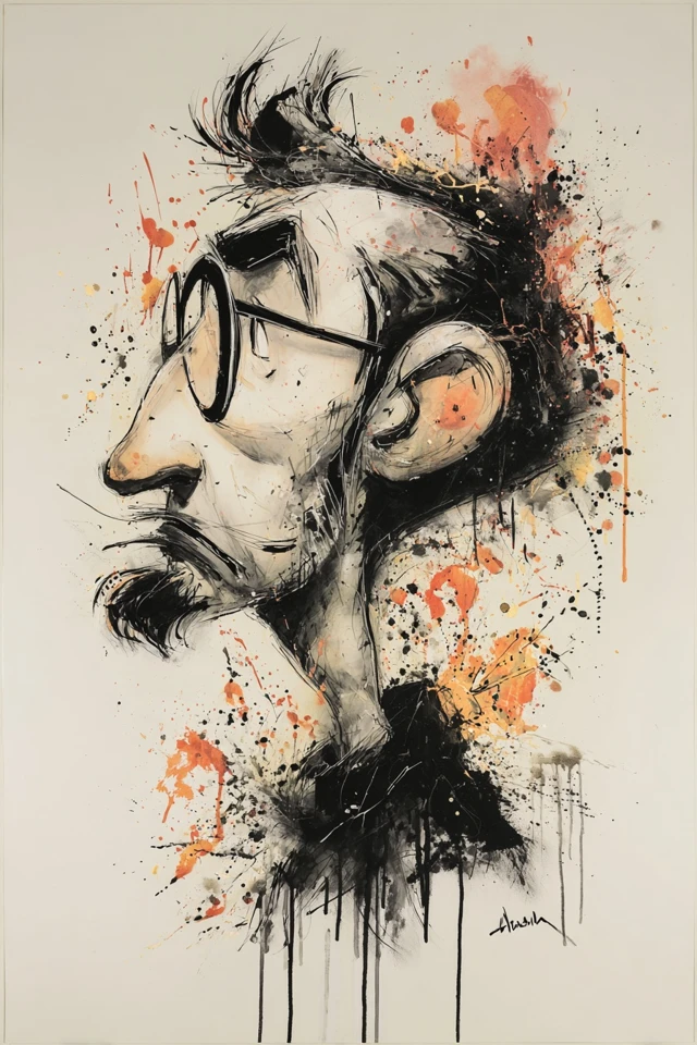 Ink Splatter Portrait - Image 1