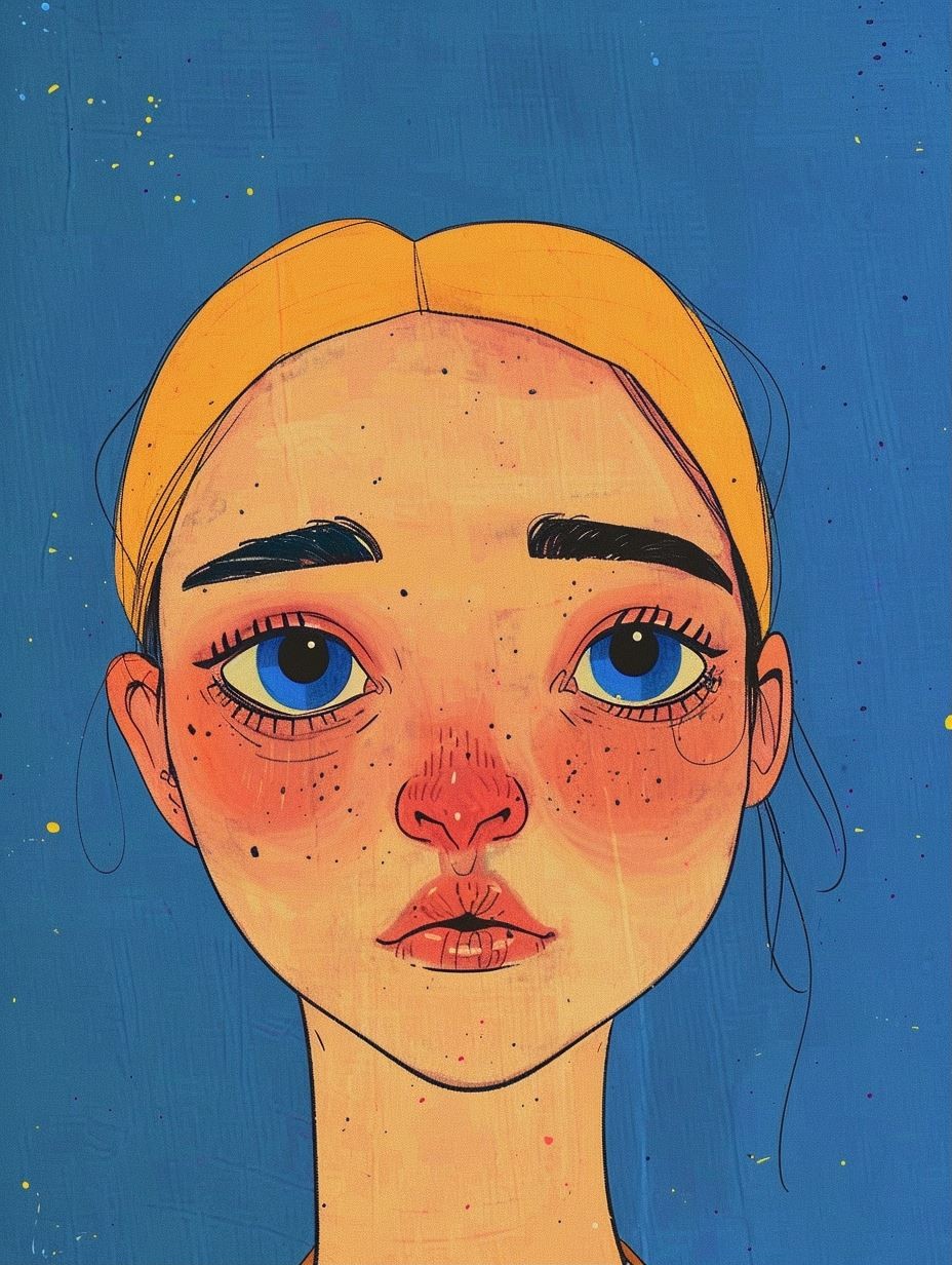 Melancholy Gaze in Blue - Image 1