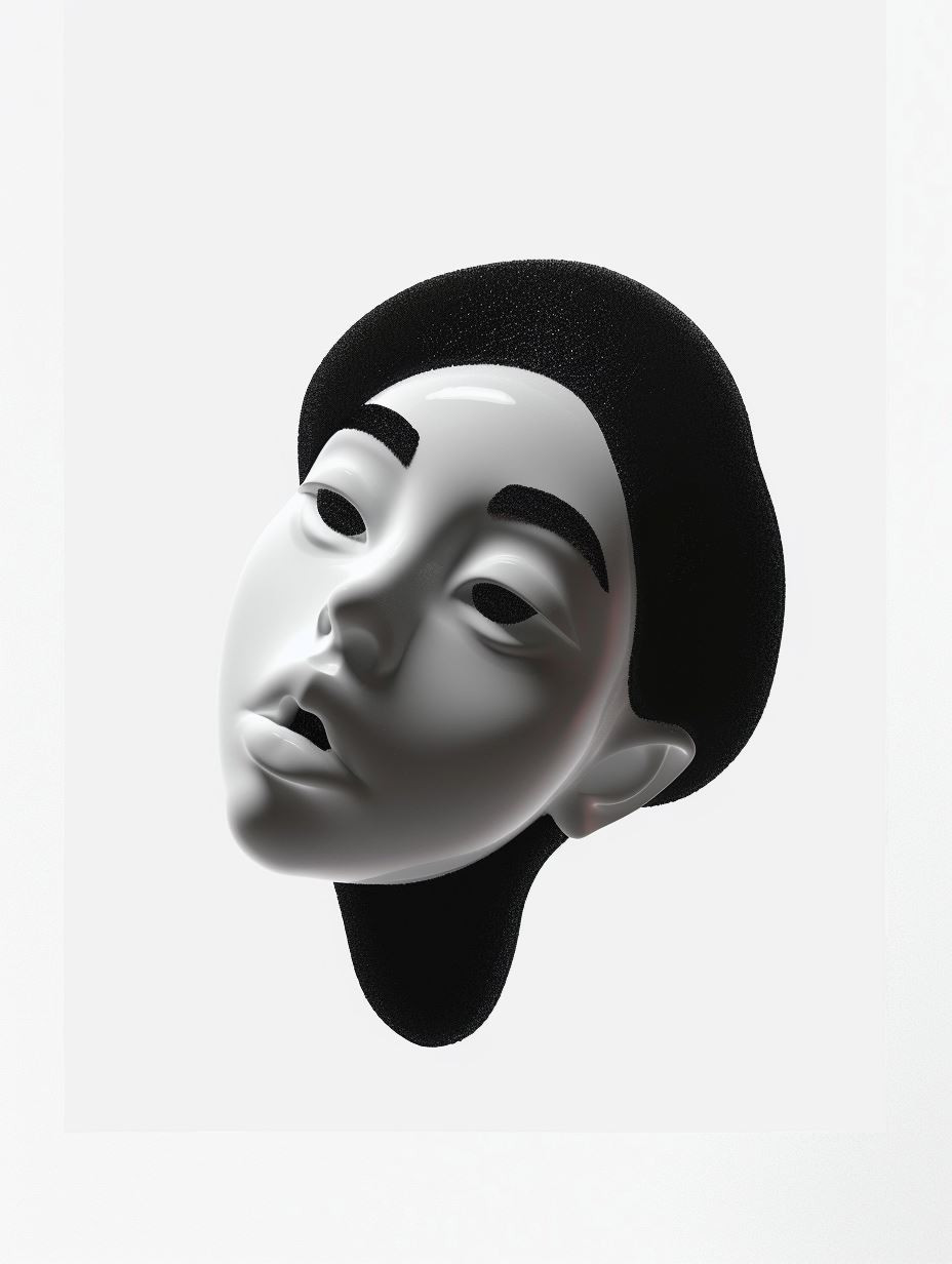 Surrealist Monochrome Facial Sculptures - Image 1