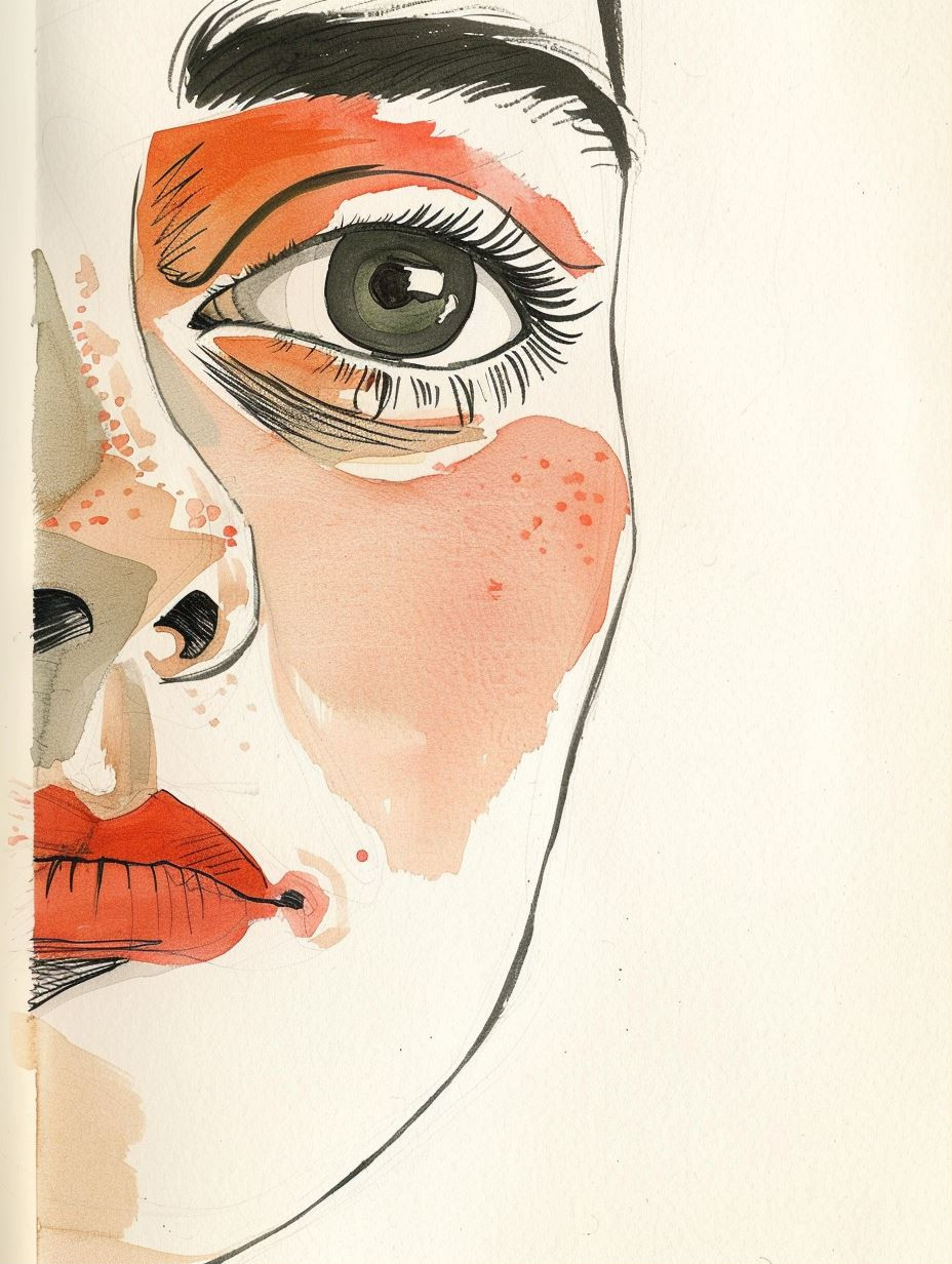 Modernist Watercolor Portrait Studies - Image 1