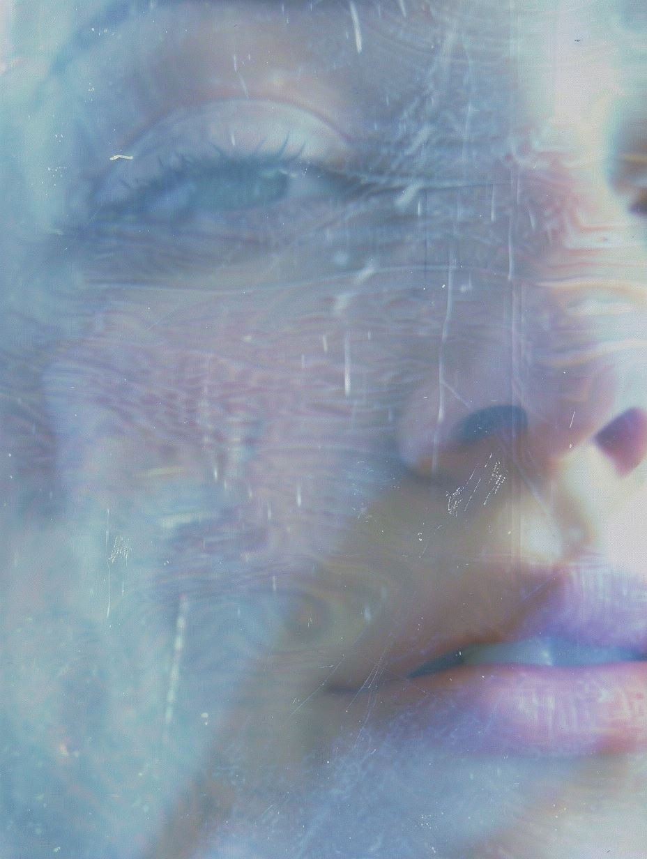Ethereal Glitch Portrait in Blue - Image 1