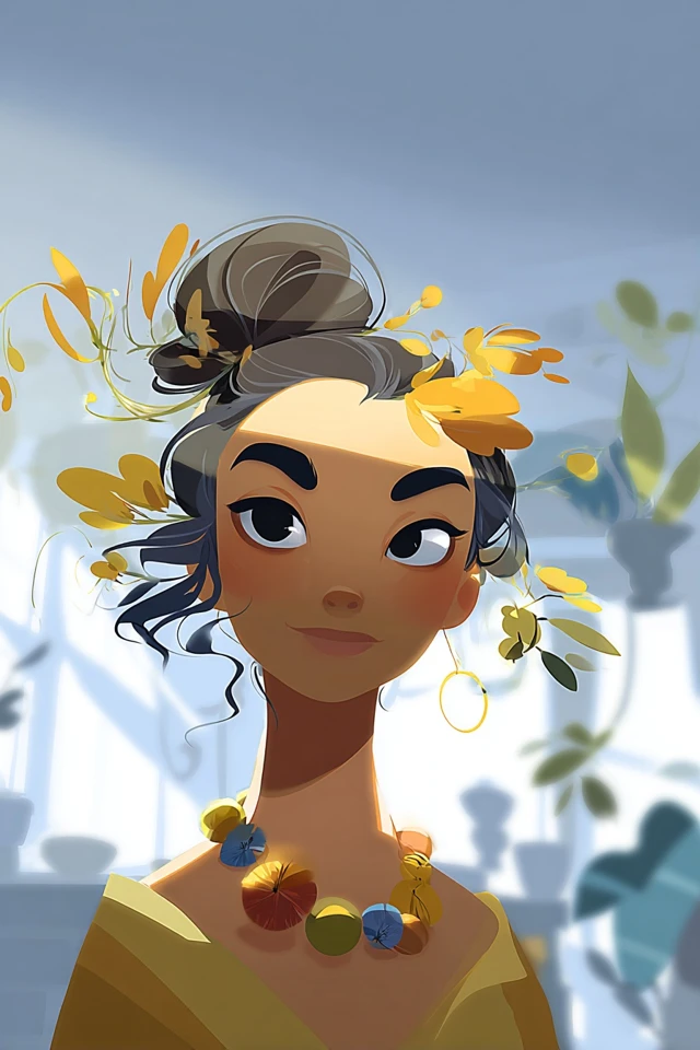 Golden Flora Portrait - Image 1
