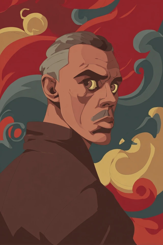 Crimson Swirl Portrait - Image 1