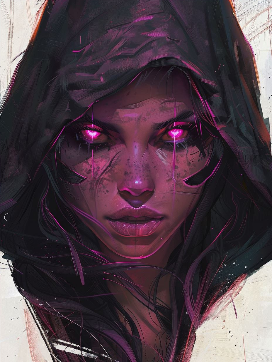 Fractured Neon Cybernetic Portrait - Image 4