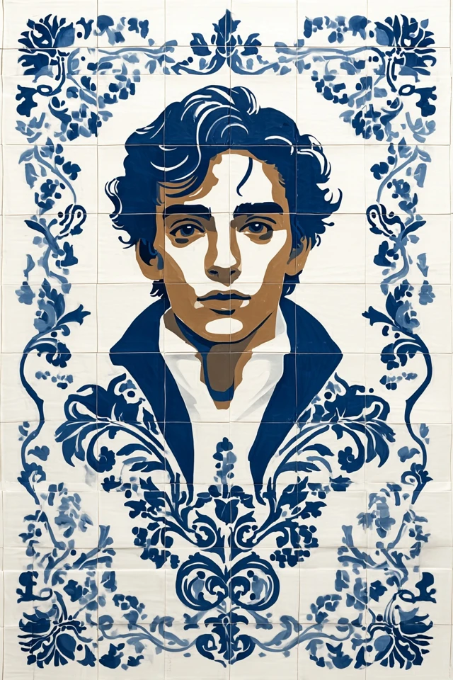 Azure Ceramic Portrait - Image 1