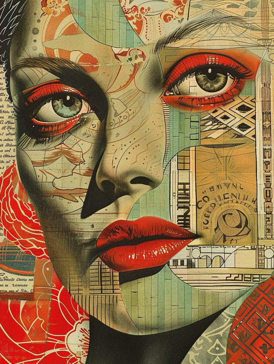 Vintage Newspaper Collage Portrait - Image 2