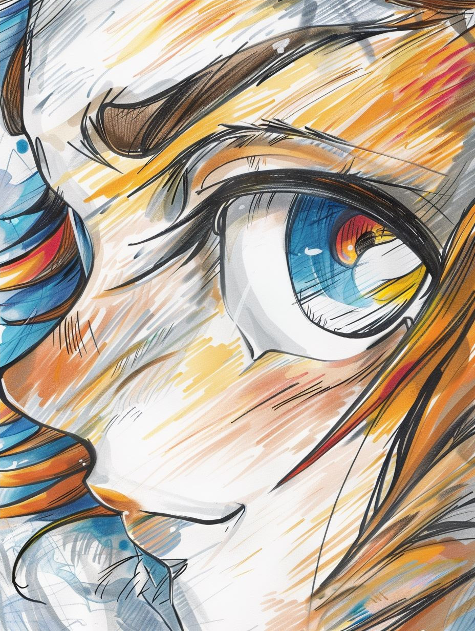 Ethereal Azure Gaze Sketch - Image 4