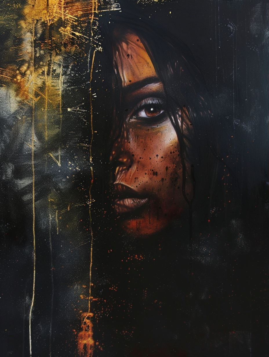 Golden Shadows Ethereal Portrait