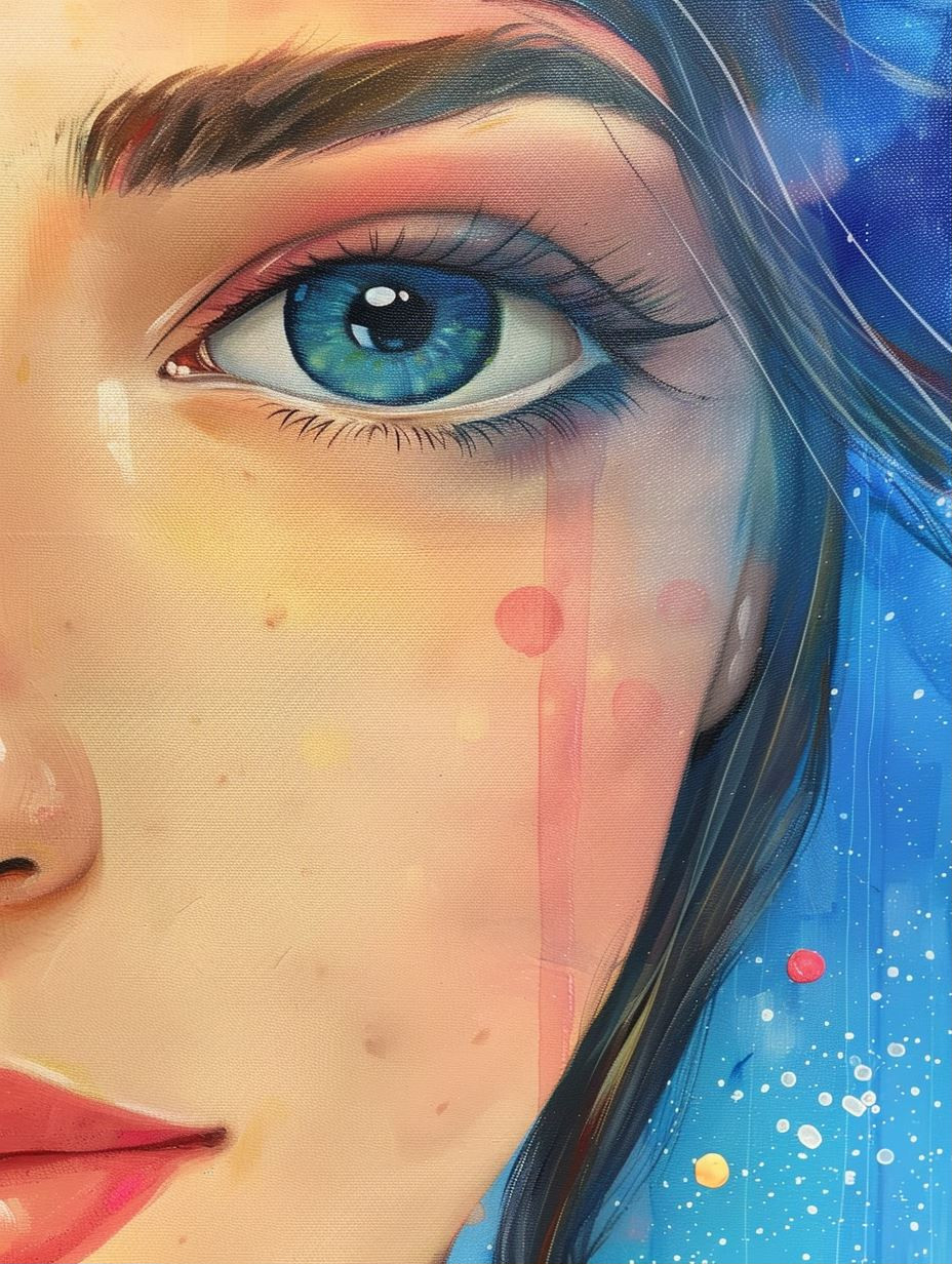 Ethereal Gaze in Azure Hues - Image 1