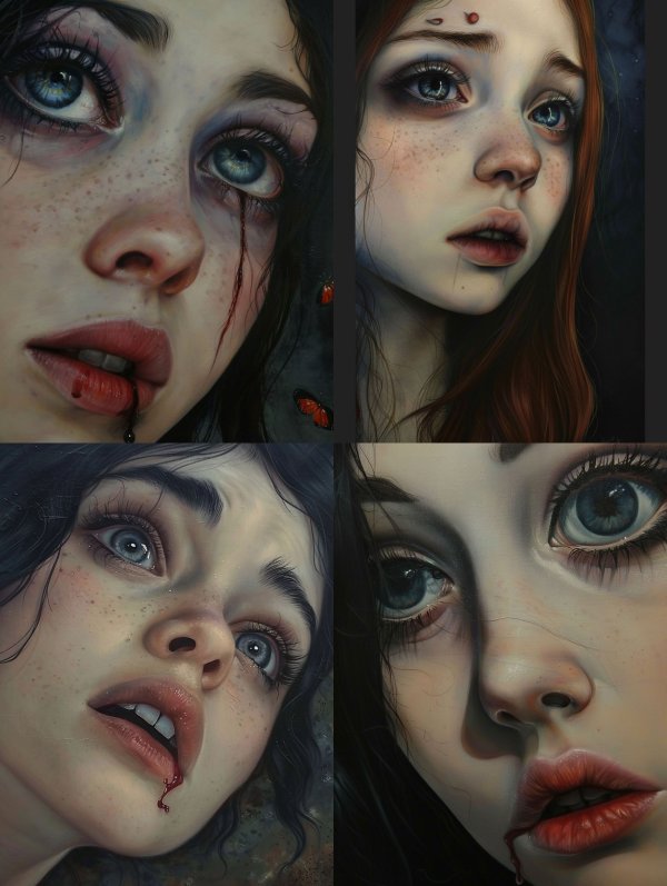 Haunting Gazes of Sorrow