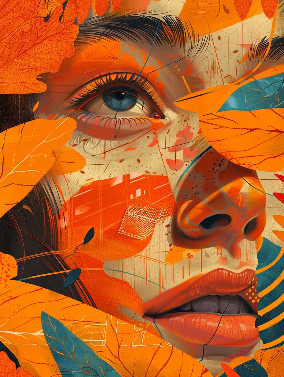 Abstract Fragmented Orange Portraits - Image 2