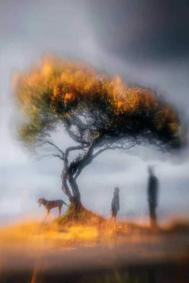 Golden Gaze Through Flora - Image 5