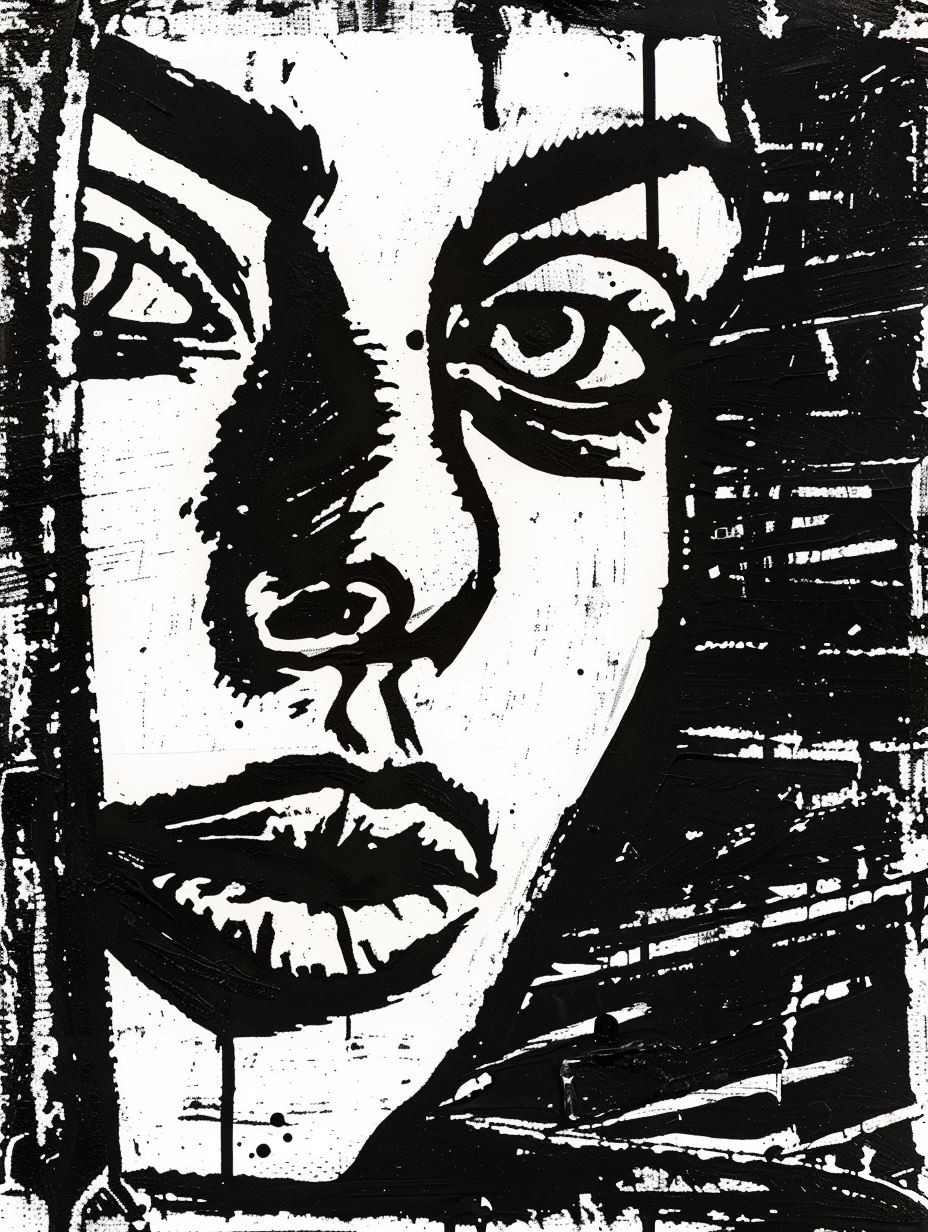 Stark Monochrome Expressionist Portrait