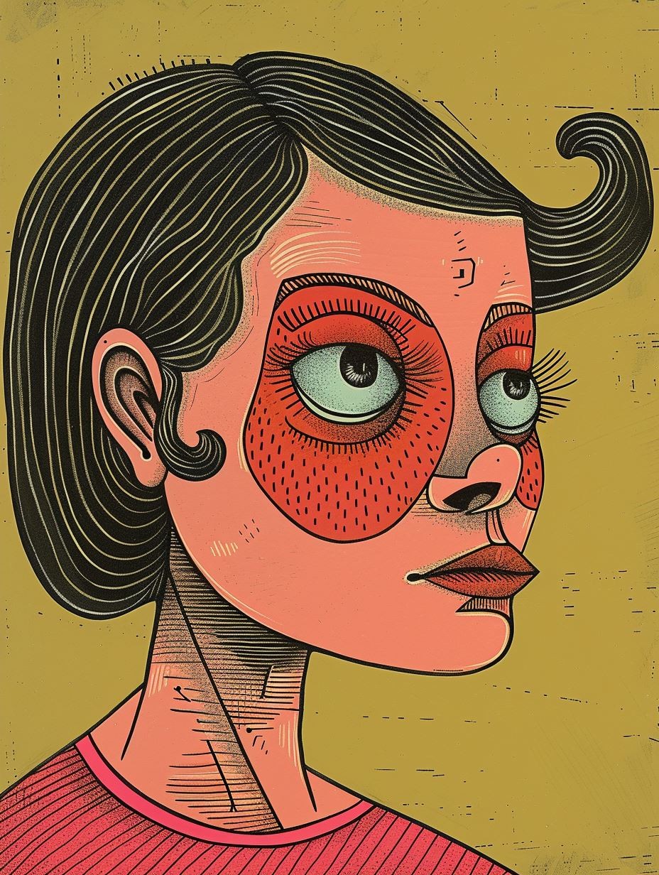 Vintage Pop Art Portrait Study - Image 2