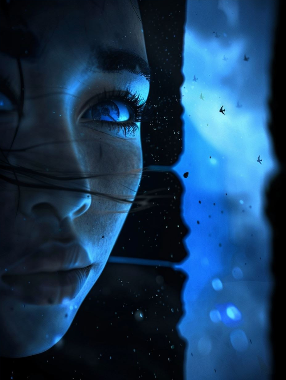 Ethereal Blue Neon Portraits - Image 4