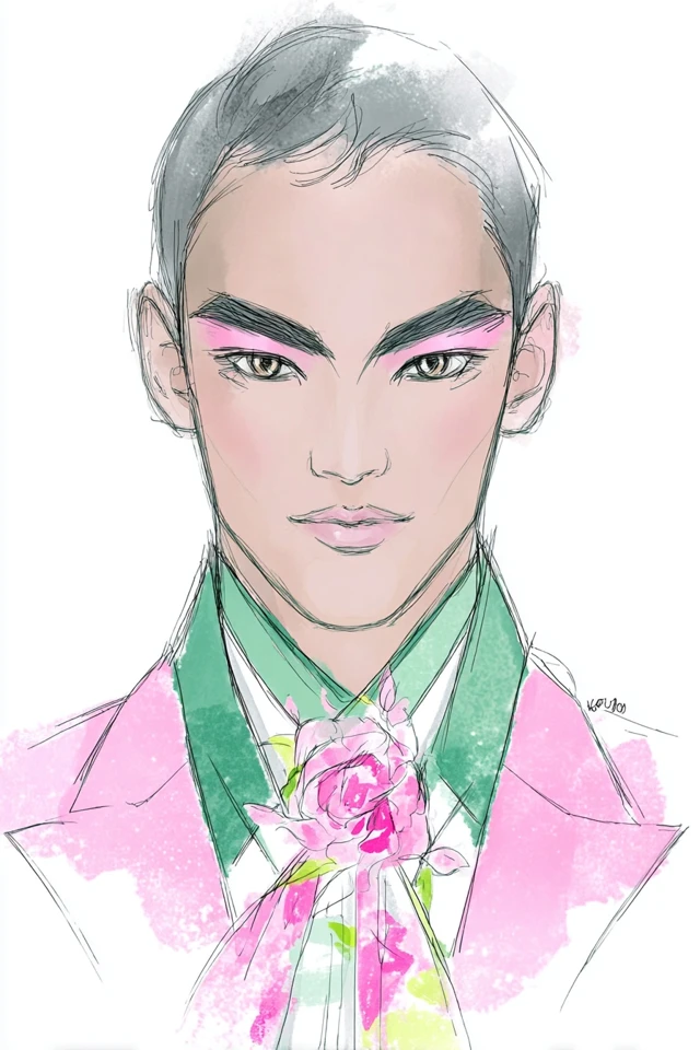 Floral Avant Garde Portrait - Image 1