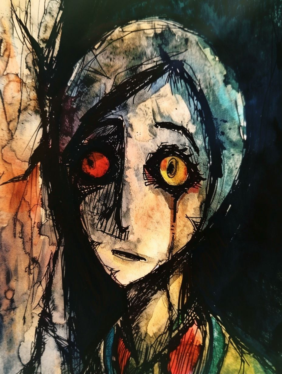 Haunting Gaze of Ink Shadows - Image 1