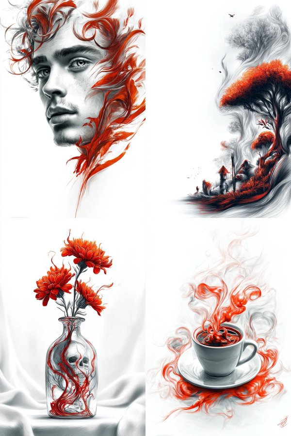 Crimson Whispers in Monochrome