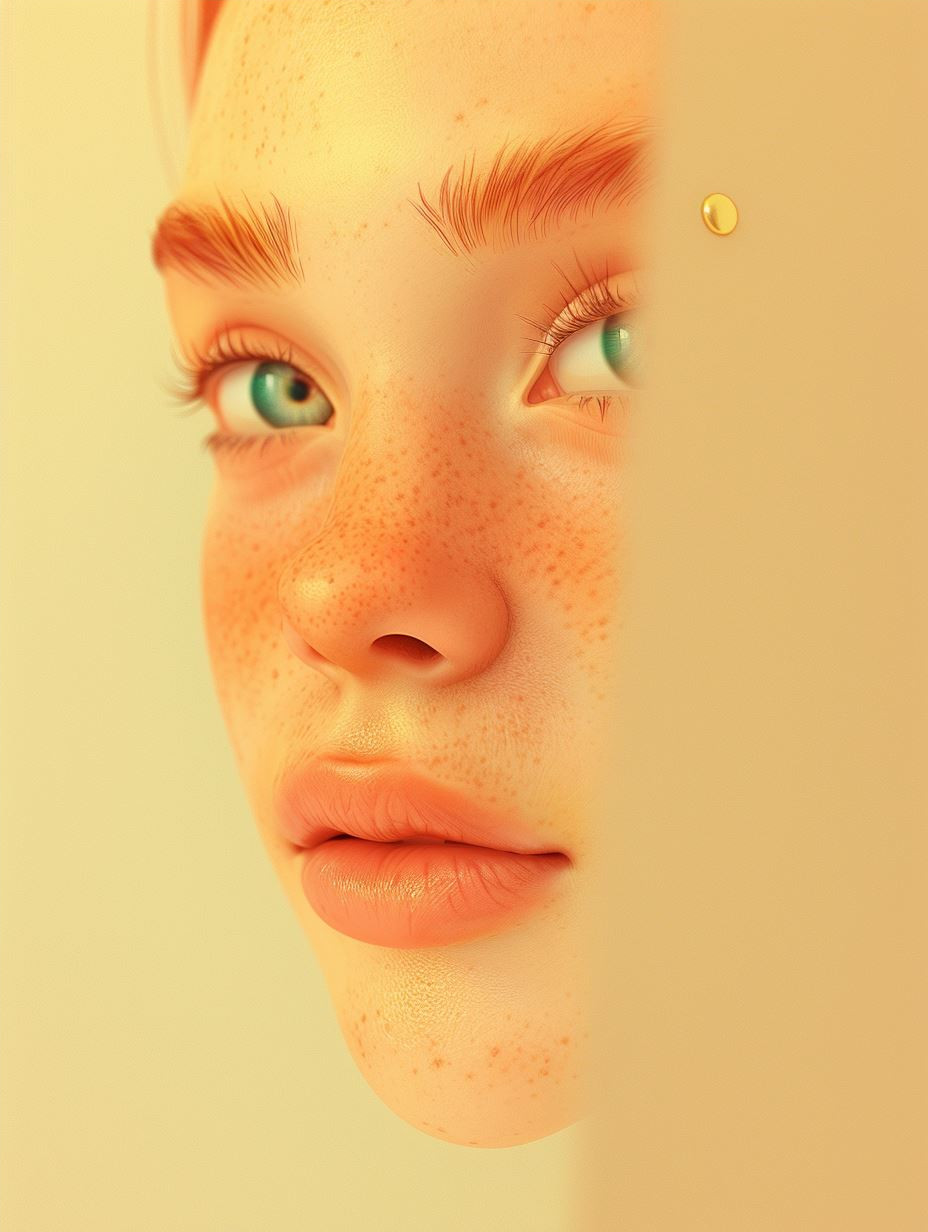 Ethereal Gaze: A Study in Freckled Beauty - Image 4