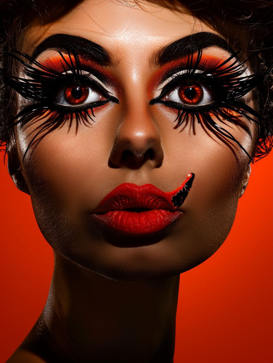 Crimson Accents in Monochrome Portrait - Image 3