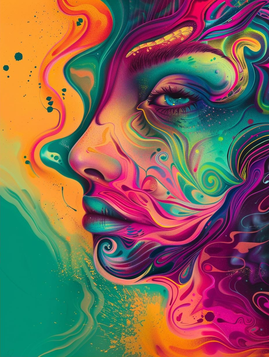 Psychedelic Neon Dream Portrait - Image 2
