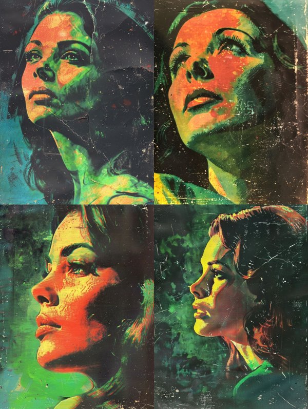 Neon Visions: A Four-Panel Portrait