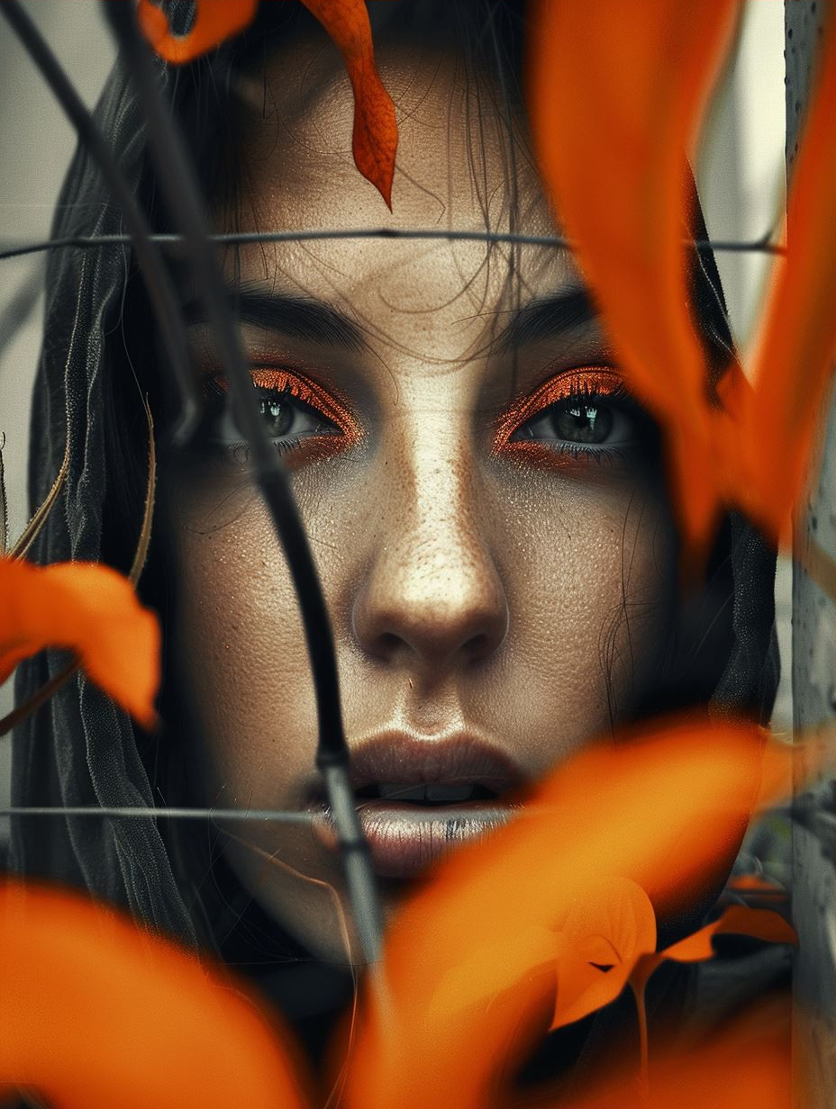 Fragmented Gaze in Amber Hues - Image 3