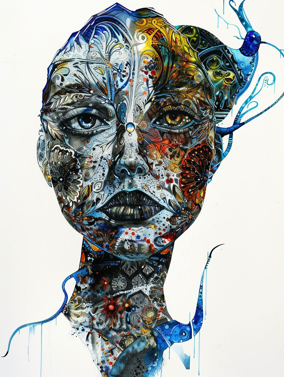 Azure Butterfly Dream Portrait - Image 3