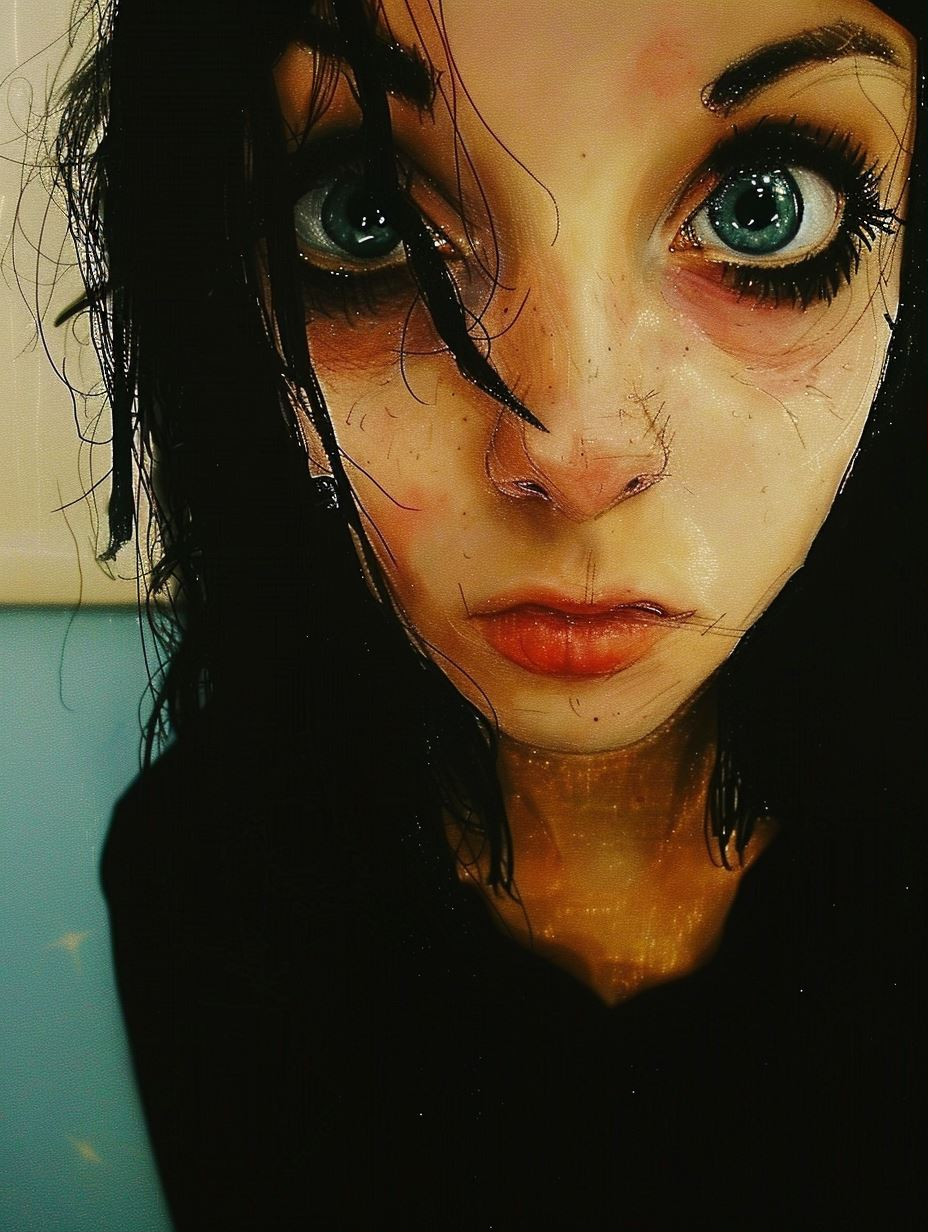 Melancholy Gaze in Dark Shadows - Image 1