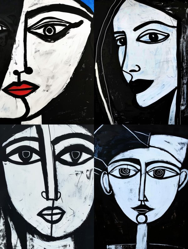 Abstract Monochromatic Female Portraits