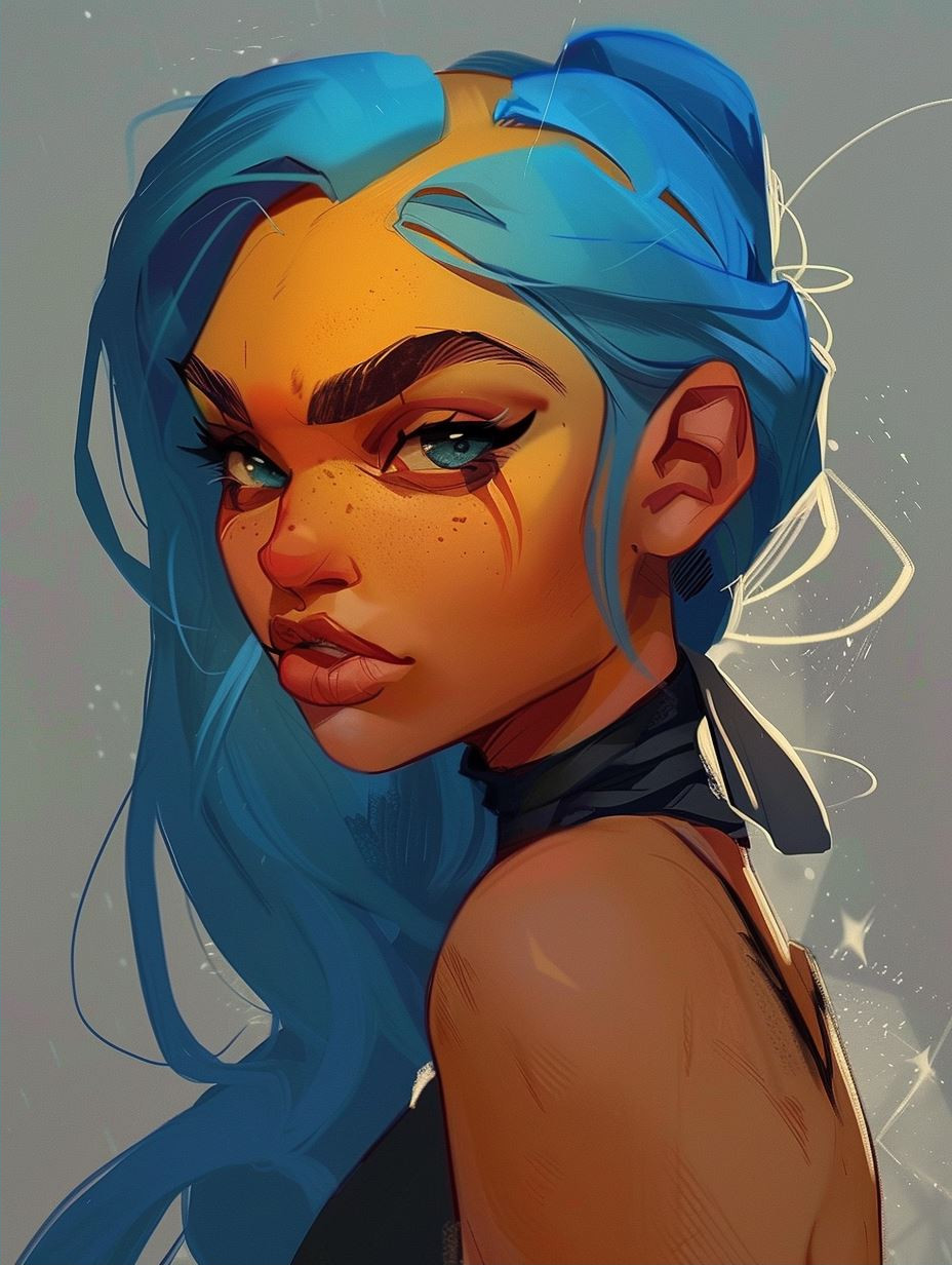 Azure Visions: Digital Portrait Collection - Image 2
