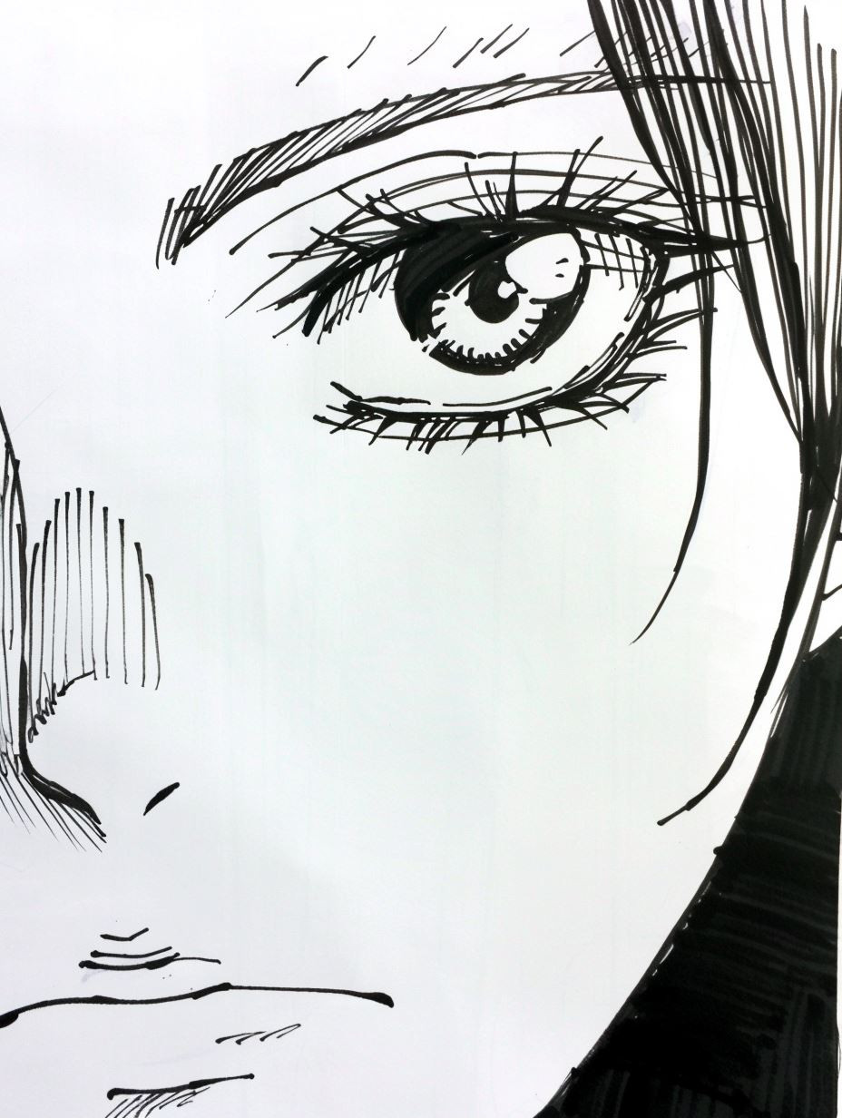 Ink Wash Manga Portrait Study - Image 1