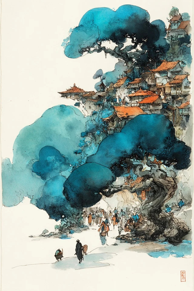 Azure Dreams in Ink and Wash - Image 2
