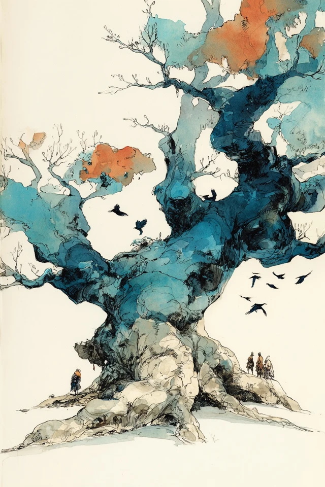 Azure Dreams in Ink and Wash - Image 5