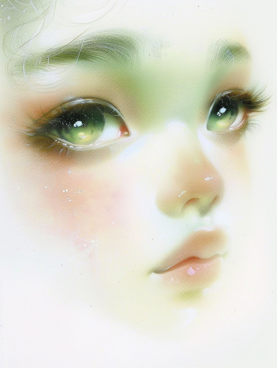 Ethereal Green-Eyed Maiden Portraits - Image 1