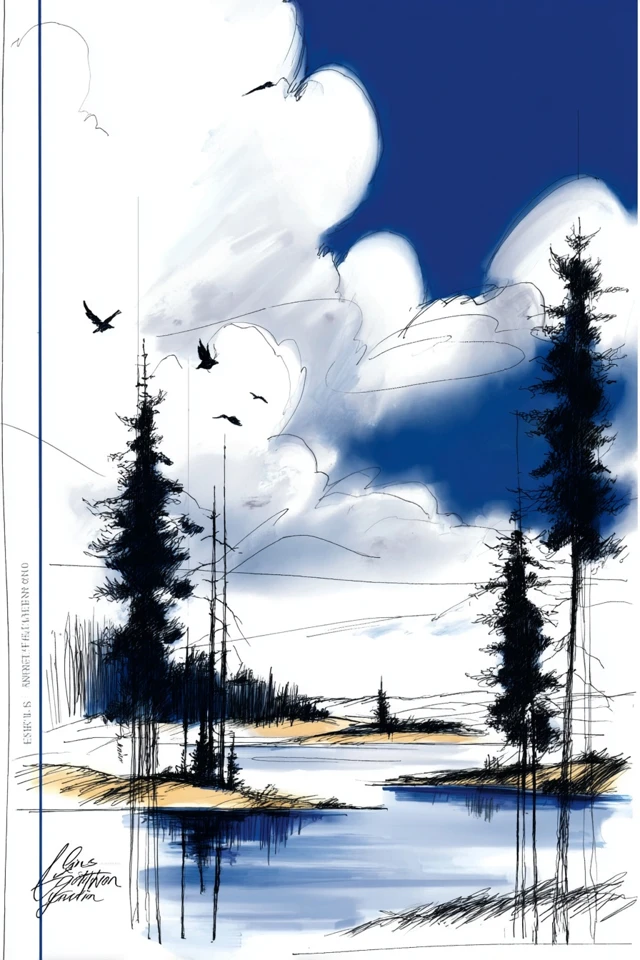 Azure Whispers in Ink and Hue - Image 2