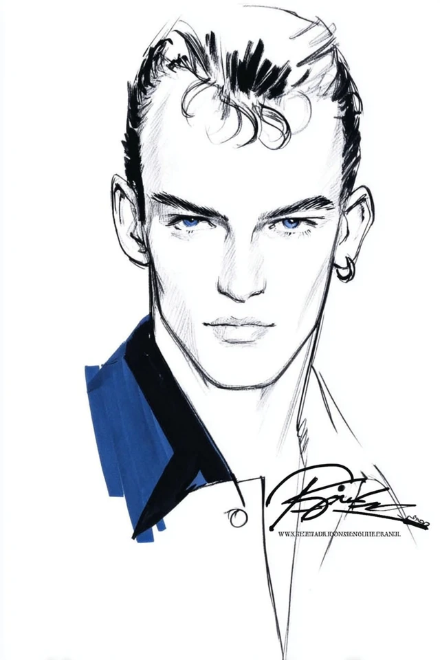 Azure Whispers in Ink and Hue - Image 1
